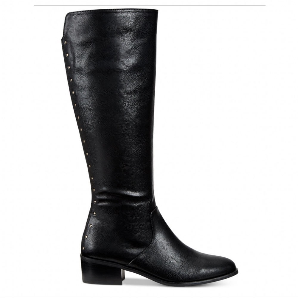 Black Faux Fur Low Heel Boots with Full Side Zip - Picture 4 of 11